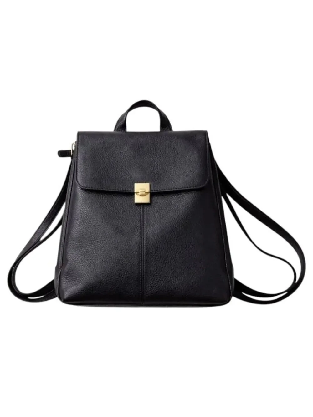 Mazzini Black Leather Expandable Backpack